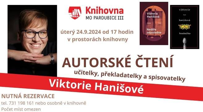 Autorské čtení - Viktorie Hanišová - Knihovna Dubina