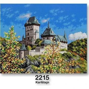 Vyšívací vzor Vyšívací předloha, obrázek na vyšívání 70242/2215, hrad Karlštejn, modrá, 40x50cm