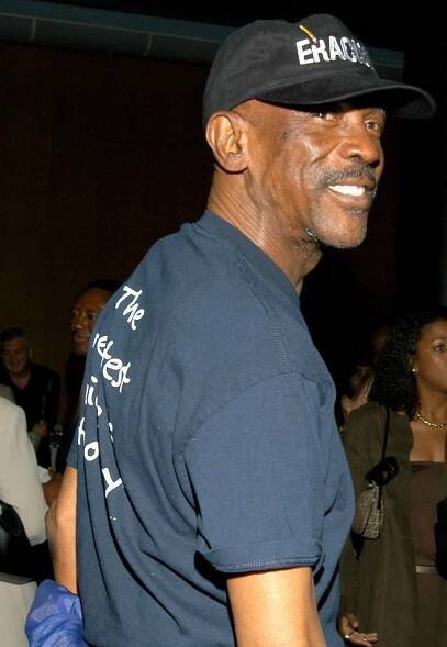 Louis Gossett Jr. showing his Eracism t-shirt during The Premiere Screening of The Showtime Original Picture "Jasper, Texas" at Directors Guild Of America Theater in Los Angeles, California, United States.