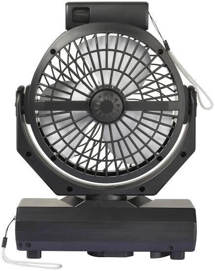 Sygonix Akumulátorový ventilátor 4.6 W (Ø) 205 mm černá možné napájení z akumulátru, s osvětlením, otočný, s dálkovým ovládáním