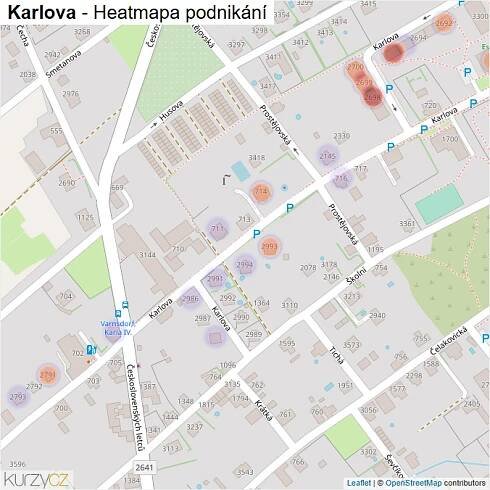 Mapa Karlova - Firmy v ulici.