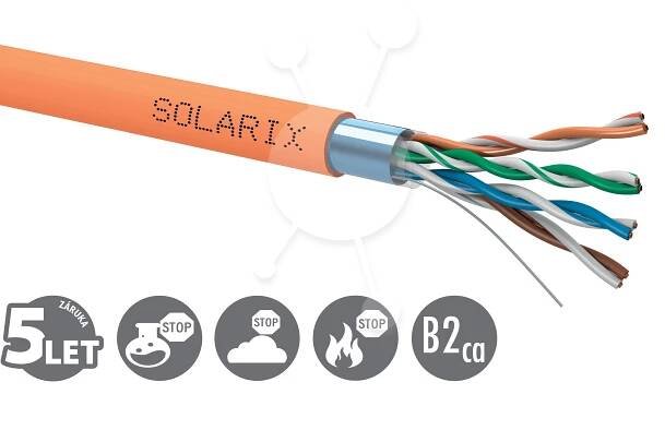 Instalační kabel Solarix CAT5E FTP LSOHFR B2ca-s1,d1,a1 500m/cívka SXK