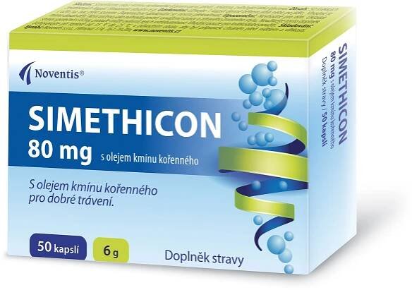 Noventis Simethicon 80 mg s olejem kmínu kořenného 50 kapslí