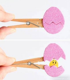 Peek-a-boo Clothespin Eggs | Hidden Chick Clothespin Easter Eggs Easy Easter Crafts, Crafts To Do, Easy Crafts, Arts And Crafts