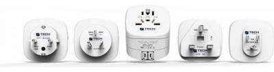 TECH cestovní adaptér pro celý svět + 2x USB TBU-926