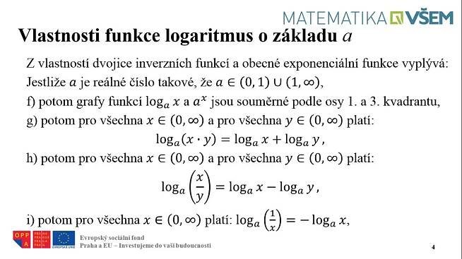 3.09 Speciální funkce Logaritmické funkce