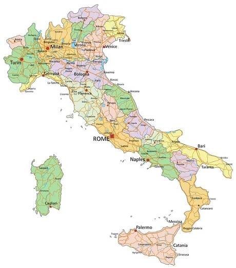 Italy -  political map — Ilustrace