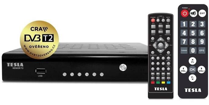 TESLA SENIOR T2, DVB-T2 přijímač,H.265 (HEVC), DVB-T2 ověřeno