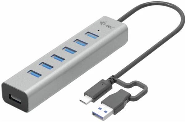 i-tec I-TEC USB-C Charging Metal HUB 7 Port USB kombinovaný hub šedá