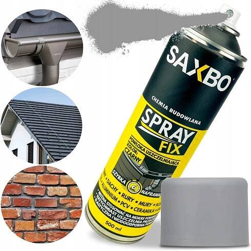 SAXBO GUMA VE SPREJI TMEL NA OKAPOVÉ STŘECHY KOMÍNŮ ŠEDÁ 500 ml