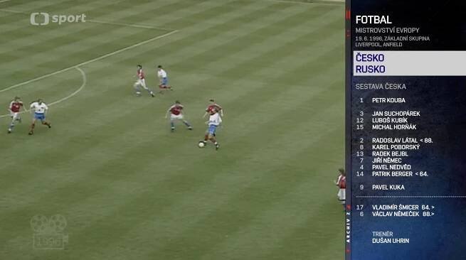 PODÍVEJTE SE: Skalpy Itálie či Francie i vytoužené finále. Všechny zápasy české reprezentace na Euru 96 – ČT sport – Česká