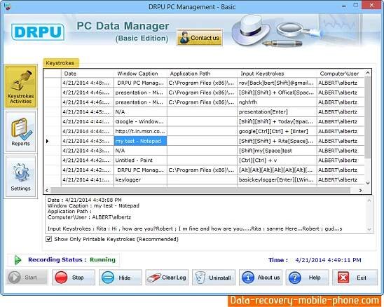 Key Logger Screenshot