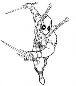 Deadpool Action coloring page - Download, Print or Color Online for Free