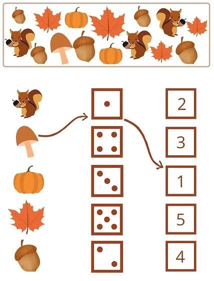 an autumn themed counting game for kids