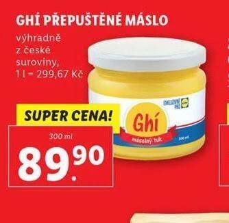 Lidl Přepuštěné máslo ghí nabídka