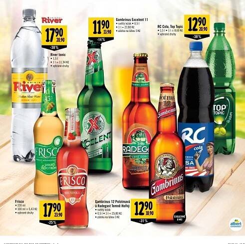 Pivo světlý ležák 11° Excelent Gambrinus v akci Albert od 14.9.2016