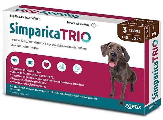Simparica TRIO Chewable Tablets for Dogs 88.1-132 lbs image