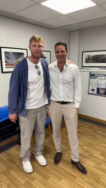 Freddie Flintoff with St George's Consultant Oral and Maxillofacial Surgeon Jahrad Haq