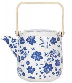 Porcelánová konvička na čaj s modrými květy I - 0,8L