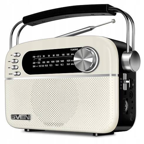 SVEN SRP-505 WHITE rádio FM AM SW retro přenosné akumulátorové vintage