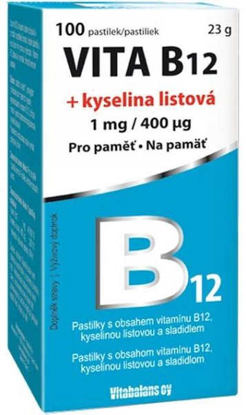 VITA B12 + kyselina listová 1 mg/400 mcg 100 tablet