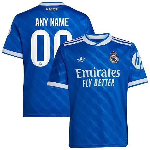  Real Madrid adidas Youth 2025/26 Third Replica Custom Jersey - Blue