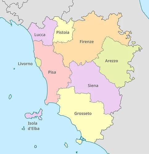 Administrative divisions of the Grand Duchy of Tuscany at the end of 1847