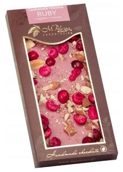 Čokoláda Ruby M.Pelczar mandle a brusinky 85 g