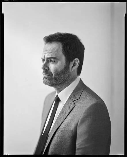 A blackandwhite portrait of Bill Hader.