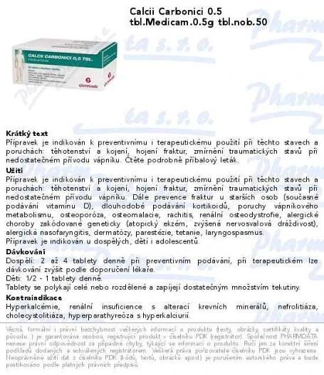 Calcii carb.0.5tbl.MVM tbl.nob.50 | SOS lékárna online, internetová lékárna, léky