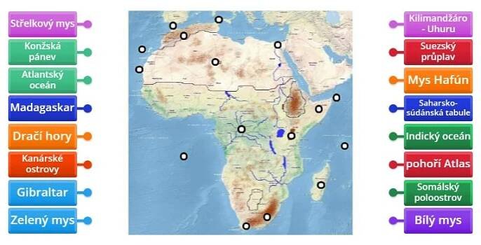 Pobřeží a povrch Afriky
