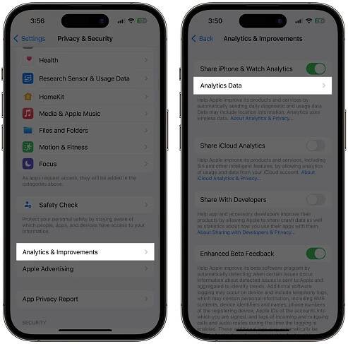 view iphone analytics data