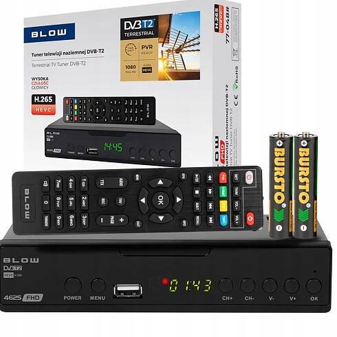 TUNER DEKODÉR DVB-T2 POZEMNÍ TV H.265 HEVC FULL HD USB HDMI PILOT BATERIE