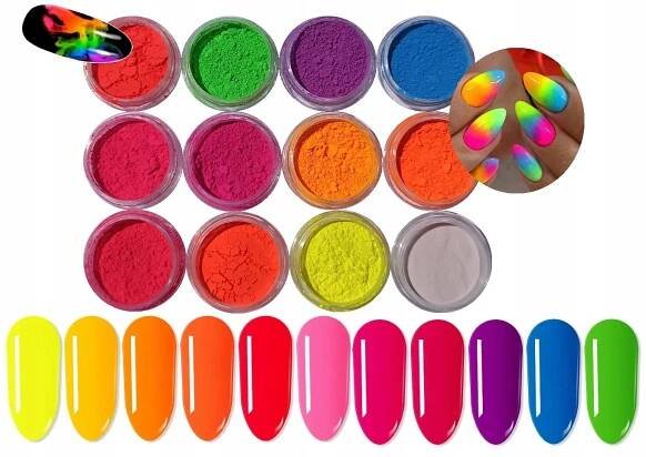 Neonový pigment na nehty s kouřovým efektem ombre 12 Ks