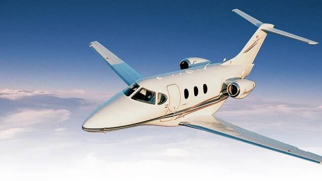 Private jet soaring