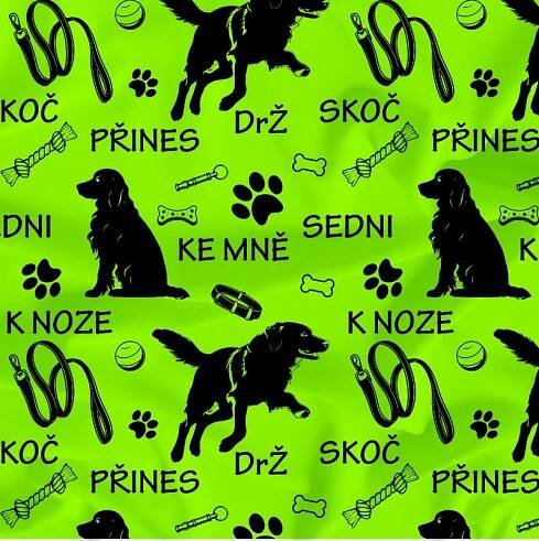 PSÍ povely a psi FLUO ZELENÁ -materiálové varianty BELA