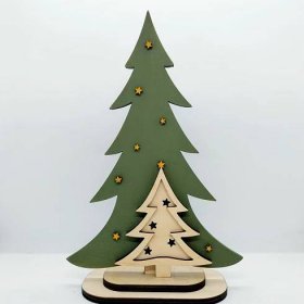 Dřevěný vánoční stromeček s hvězdičkami, větší - ALA ARTS