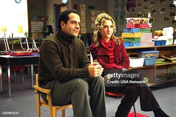 Mr. Monk Takes a Vacation" Episode 10 -- Pictured: Tony Shaloub as Adrian Monk, Bitty Schram as Sharona Fleming --