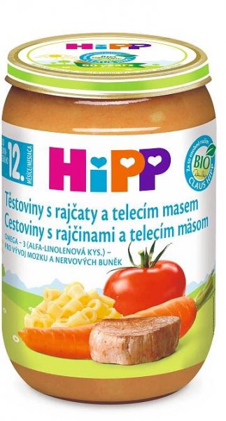 Hipp BABY MENU BIO Těstoviny s rajčaty a telecím masem 220 g | Medicinous ČR