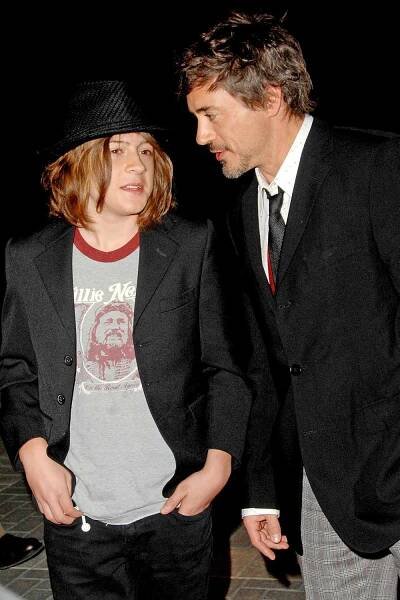 Robert Downey Jr. and son Indio during "Zodiac" Los Angeles Premiere - Arrivals at Paramount Theatre in Hollywood, California, United States.