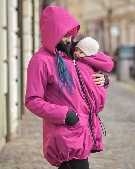 Zimní nosicí bunda/kabát Freya + TĚHOTENSKÁ VSADKA, růžová