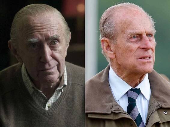 Jonathan Pryce as Prince Philip, Duke of Edinburgh in 'The Crown' Season 6. ; Prince Philip, Duke of Edinburgh attend day 3 of the Royal Windsor Horse Show in Home Park on May 12, 2007. 