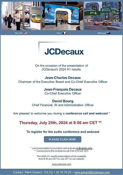 2024 H1 Results presentation on Thursday July 25th
