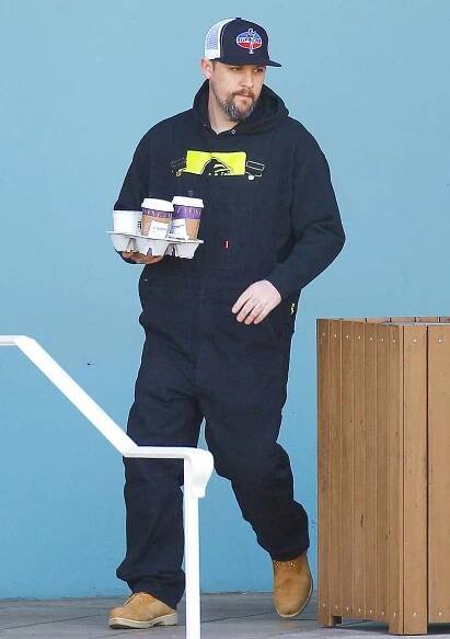 Benji Madden and brother Joel out for a coffee run