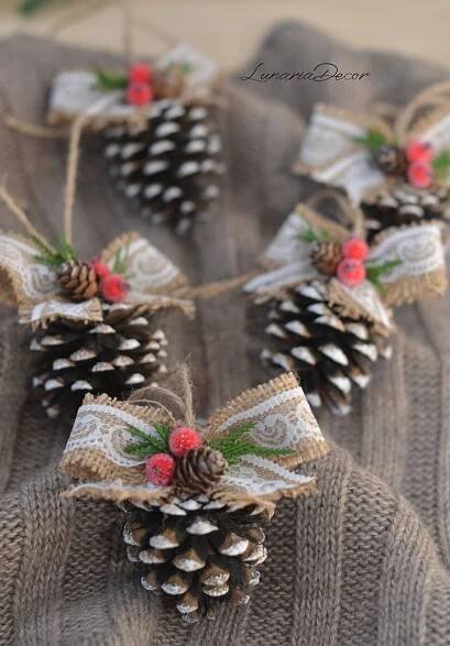 SET OF 5 Pinecone Ornaments Christmas Pinecone Ornaments | Etsy | Pinecone crafts christmas, Christmas ornament crafts, Xmas crafts
