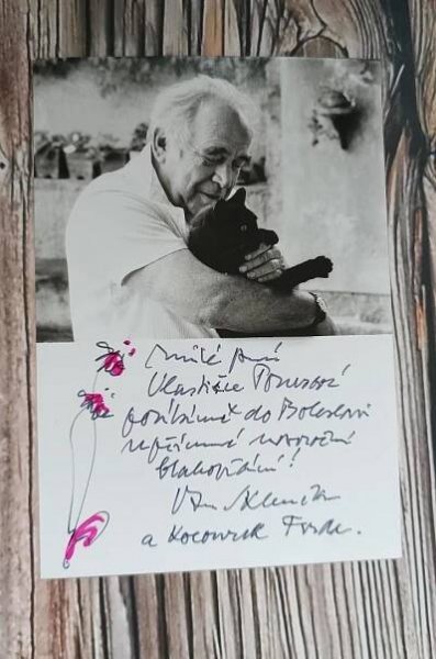 Ota SKLENČKA - originální AUTOGRAM + text a malá kresba - Ostatní sběratelské předměty