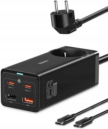 BASEUS NABÍJEČKA ZÁSUVKOVÁ LIŠTA NAPÁJECÍ ADAPTÉR AC 230V 4x USB USB-C PD 65W