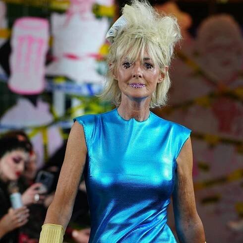 Loose Women’s Jane Moore steps out in electric blue dress at London Fashion Week