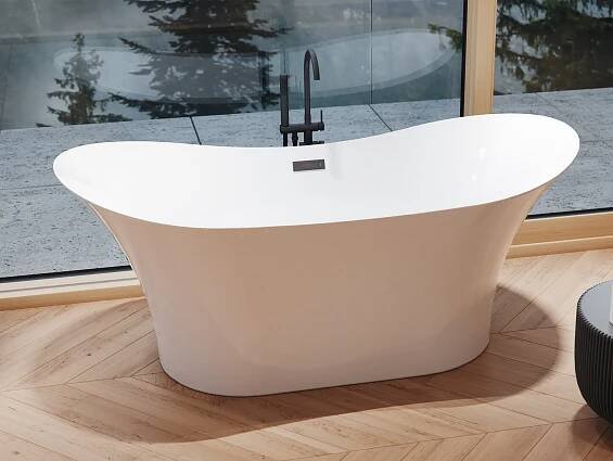 BESCO Volně stojící vana AMBER bílá Barva Bílá, Barva sifonu Chrom, Rozměr vany 170 × 80 cm VANAMBER170