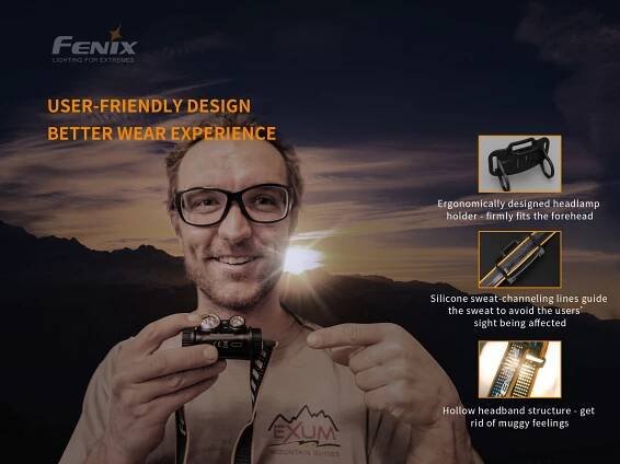 Fenix HM65R - LED Nabíjecí čelovka 2xLED/USB/2xCR123A IP68 1400 lm 300 h 3400 mAh